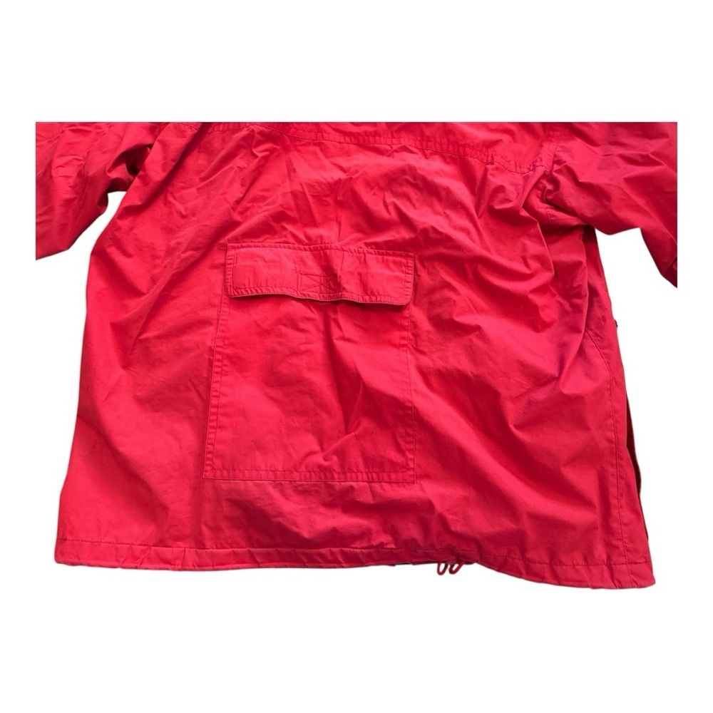 Vintage London Fog Red Women’s Rain Jacket Size XL Zip Up Navy Lined Canvas Coat - Picture 10 of 11